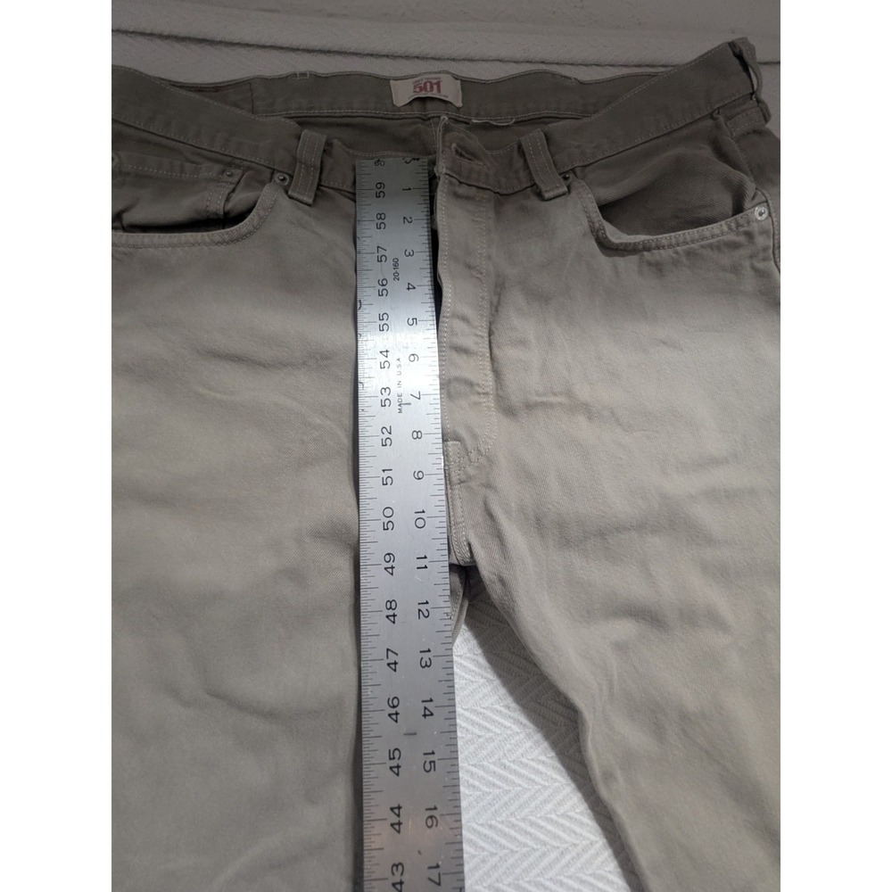 Levi's 501 Jeans Mens 36x30 Khaki Tan Button Fly Straight Leg Cotton - Picture 6 of 13